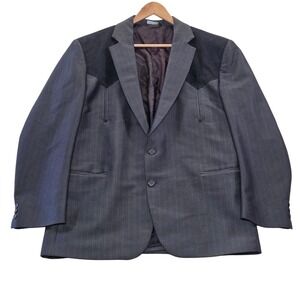 VTG Silverado Mens Blazer Western Style Jacket 44RR Union Made‎ USA Gray Black